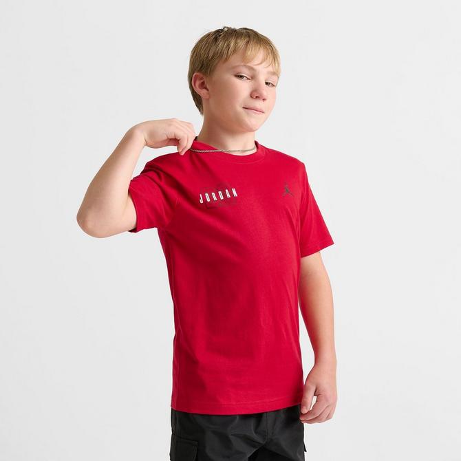 [angle] view of Kids' Jordan Courtyard T-Shirt in Gym Red Click to zoom