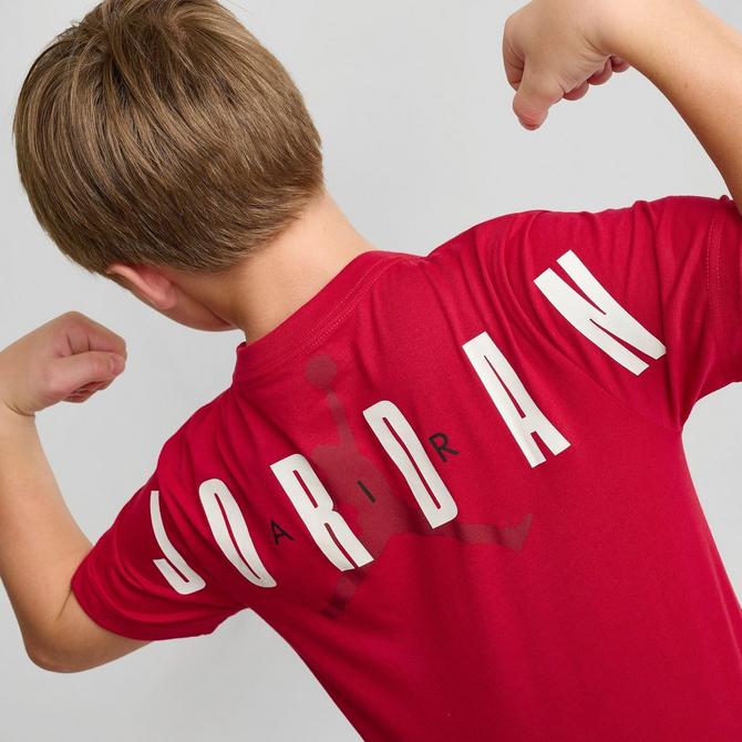 [angle] view of Kids' Jordan Courtyard T-Shirt in Gym Red Click to zoom
