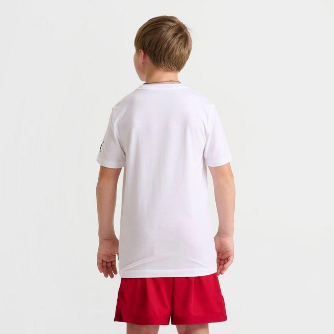 [angle] view of Kids' Jordan AJ1 Waves T-Shirt in White Click to zoom
