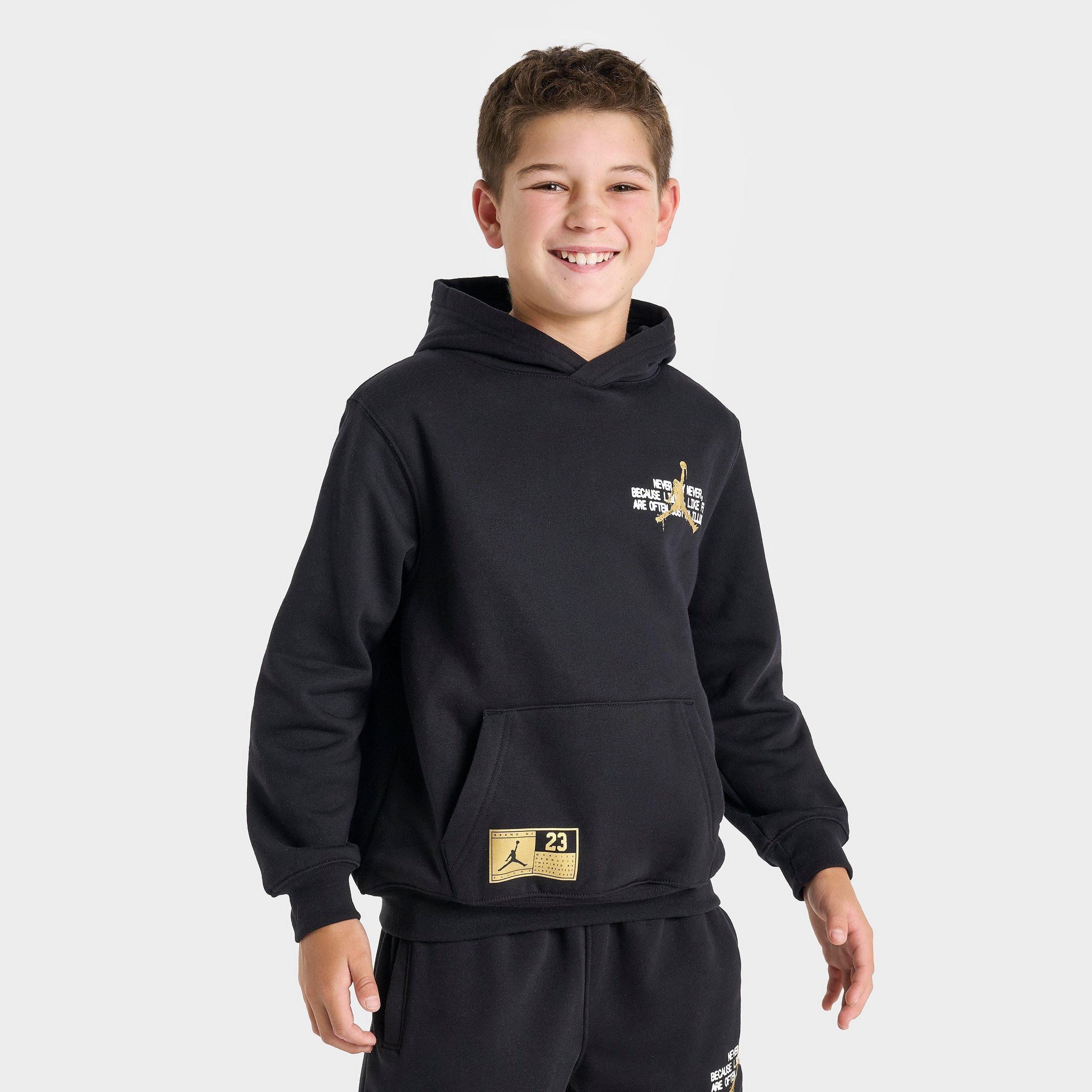 NIKE Boys' Jordan Jumpman Chimney Graphic Fleece Pullover Hoodie