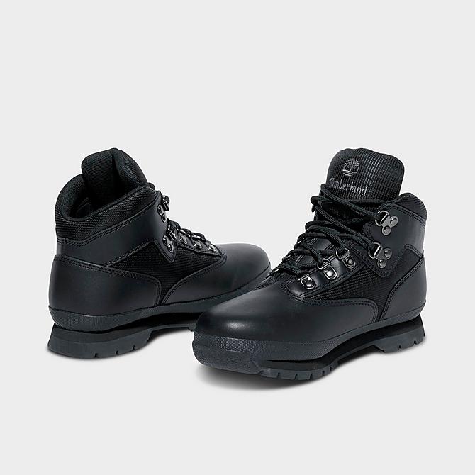 Left view of Big Kids' Timberland Euro Hiker Boots in Black Click to zoom