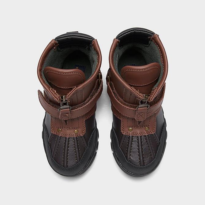 Back view of Kids' Toddler Polo Ralph Lauren Conquered High Casual Boots in Chocolate/Black Click to zoom