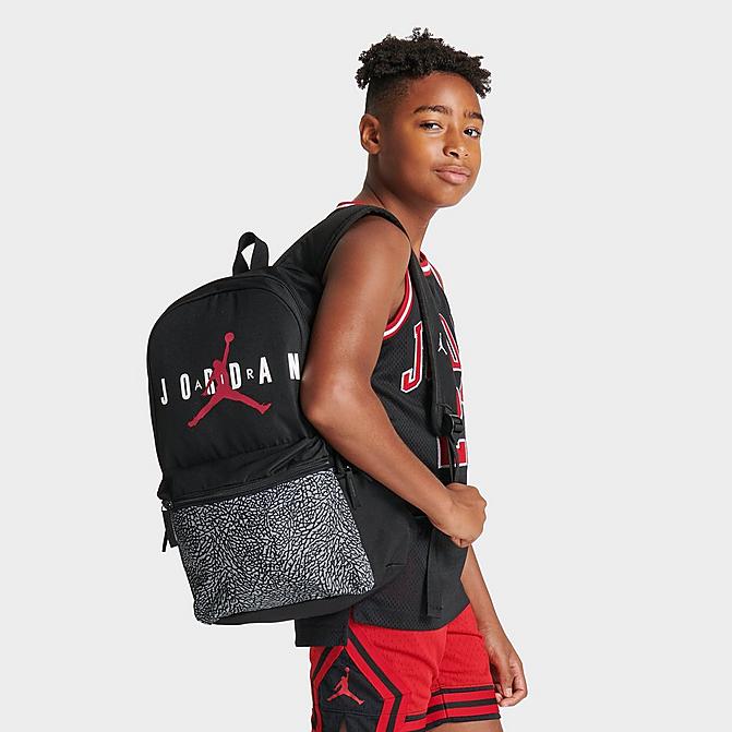 Front view of Jordan Air Jumpman Backpack in Black Elephant Print Click to zoom