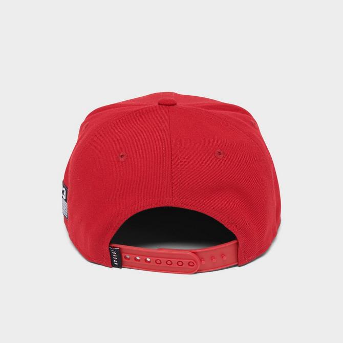 Back view of Big Kids' Jordan Jersey Snapback Hat in Gym Red Click to zoom