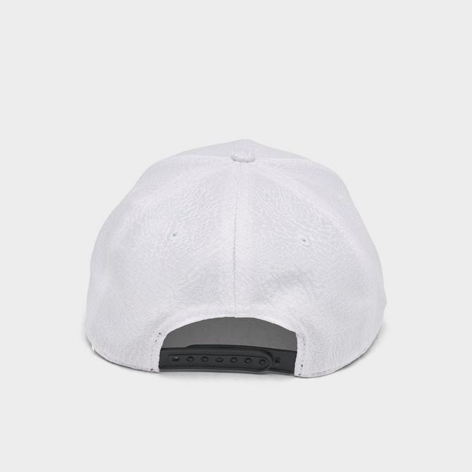 Left view of Kids' Jordan Elephant Snapback Hat in White/Black Click to zoom