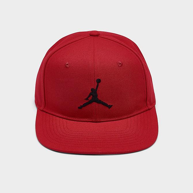 Three Quarter view of Kids' Jordan Jumpman Snapback Hat in Red/Black Click to zoom
