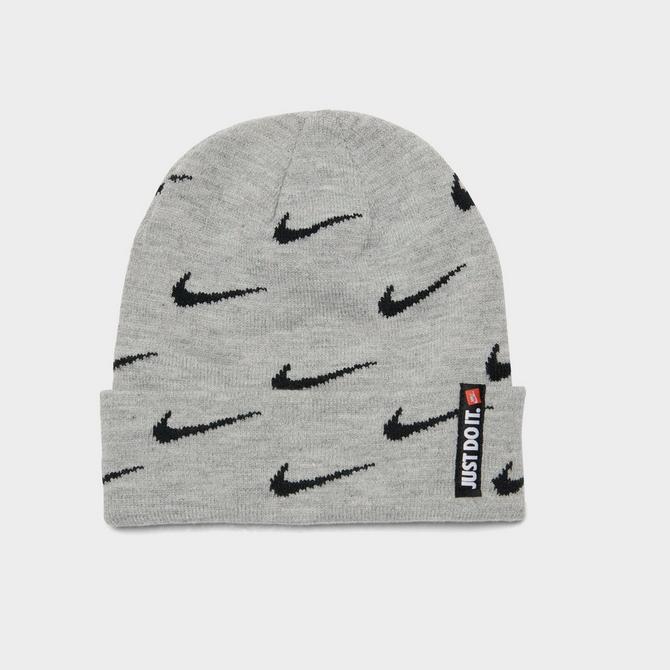 Kids Nike Swoosh Repeat Allover Print Beanie and Gloves Set Finish Line