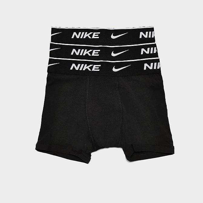 Front view of Kids' Nike Everyday Cotton Boxer Briefs (3-Pack) in Black Click to zoom