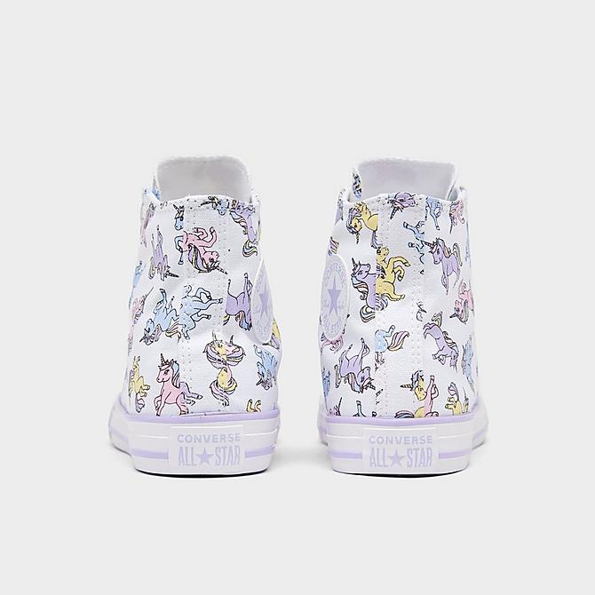 Left view of Little Kids' Converse Chuck Taylor All Star High Top Casual Shoes in White/Moonstone Violet/Light Arctic Pink Click to zoom