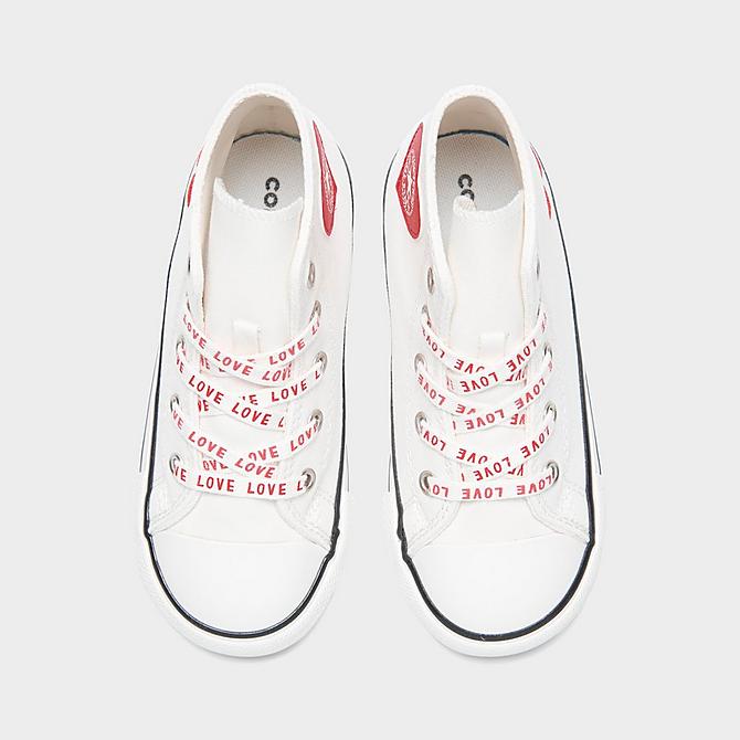 Back view of Girls' Toddler Converse Chuck Taylor All Star Love High Top Casual Shoes in White/Red Click to zoom