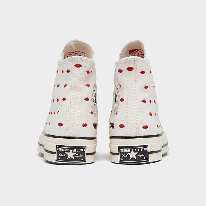 Left view of Women's Converse Chuck 70 Embroidered Love Casual Shoes in Vintage White/University Red Click to zoom
