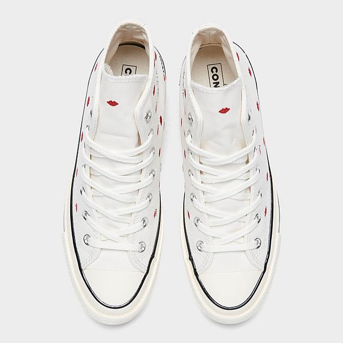 Back view of Women's Converse Chuck 70 Embroidered Love Casual Shoes in Vintage White/University Red Click to zoom