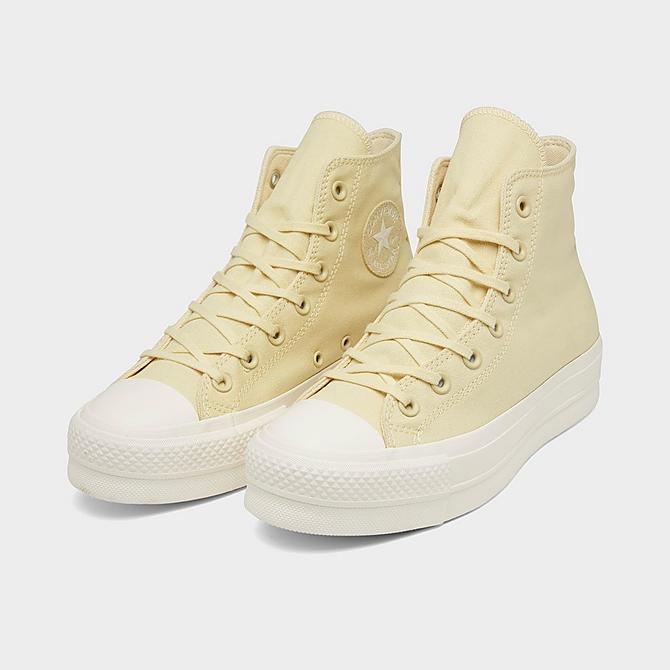 Three Quarter view of Women's Converse Chuck Taylor All Star Lift High Casual Shoes in Lemon Drop/Egret Click to zoom