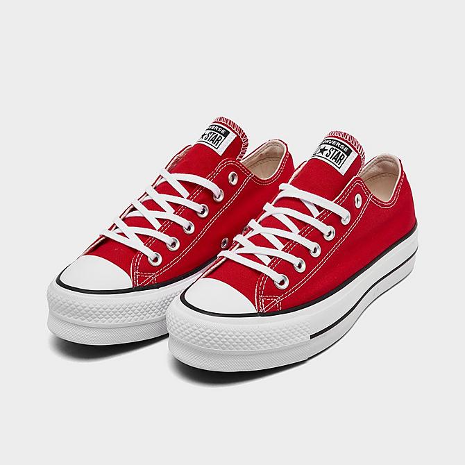 Three Quarter view of Women's Converse Chuck Taylor All Star Lift High Casual Shoes in Converse Red/White/Black Click to zoom