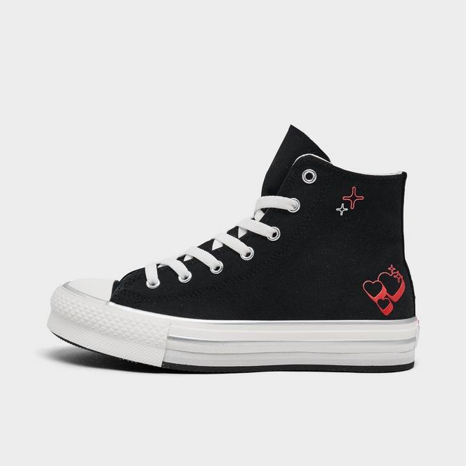 Converse platform heart black sales trainers