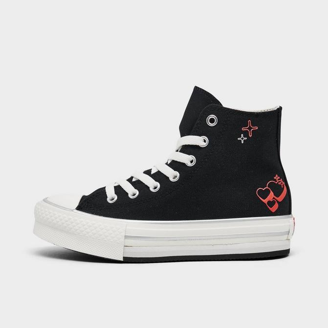 Converse chuck taylor lift store platform heart black trainers