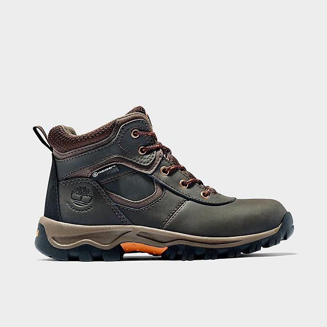 Right view of Boys' Little Kids' Timberland Mt. Maddsen Waterproof Hiking Boots in Dark Brown Click to zoom