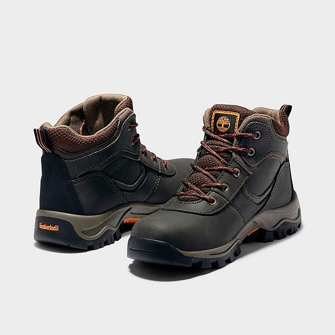 Left view of Boys' Little Kids' Timberland Mt. Maddsen Waterproof Hiking Boots in Dark Brown Click to zoom