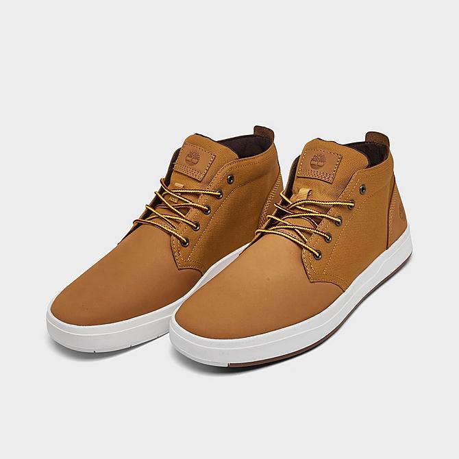 Three Quarter view of Men's Timberland Davis Square Chukka Sneaker Boots in Wheat Nubuck Click to zoom