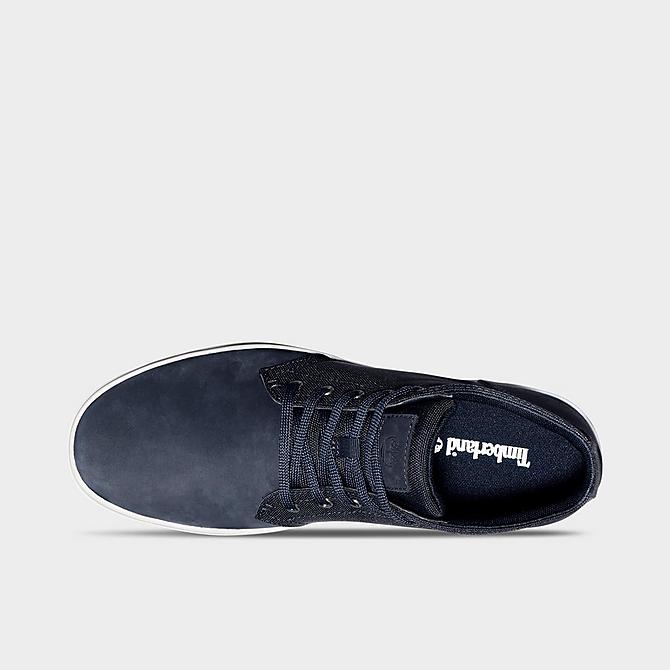 Left view of Men's Timberland Davis Square Mixed-Media Chukka Casual Shoes in Navy Nubuck Click to zoom