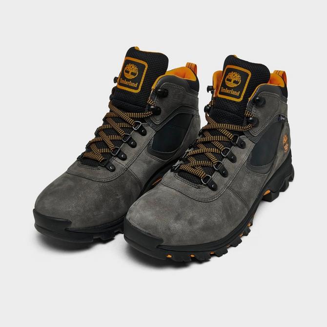 Three Quarter view of Men's Timberland Mt. Maddsen Mid Waterproof Hiking Boots in Medium Grey Nubuck Click to zoom