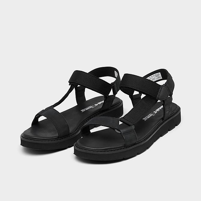 Three Quarter view of Women's Timberland Bailey Park Webbing Strap Sandals in Black Nubuck Click to zoom