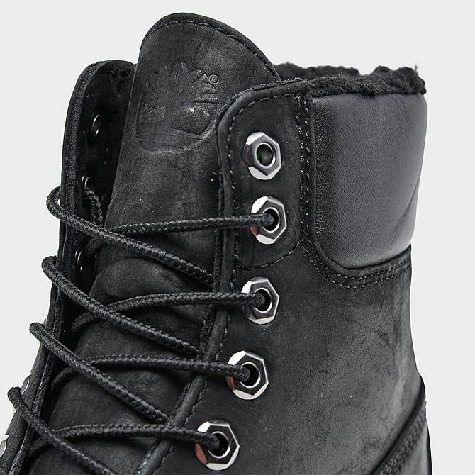 Front view of Men's Timberland Warm Collar 6 Inch Premium Waterproof Boots in Black Click to zoom