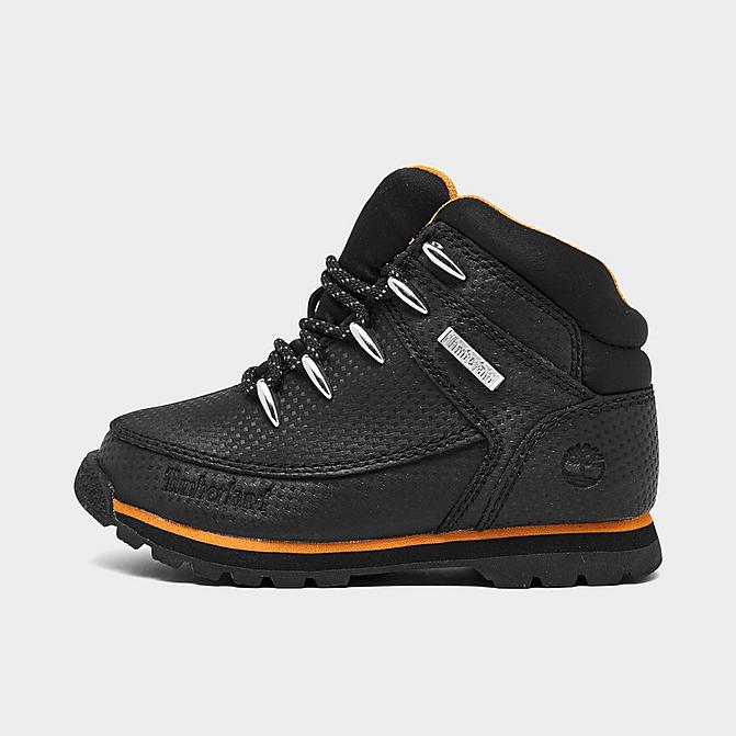 Right view of Kids' Toddler Timberland Euro Sprint Hiker Boots in Black Click to zoom