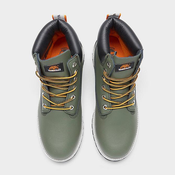 Back view of Big Kids' Timberland 6 Inch Premium Safety Boots in Green Click to zoom