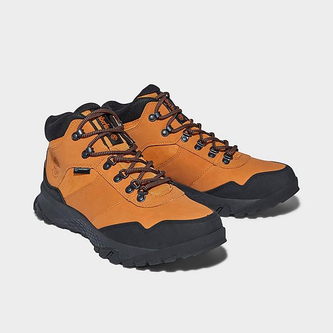 Three Quarter view of Men's Timberland Lincoln Peak Waterproof Hiking Boots in Wheat Leather Click to zoom