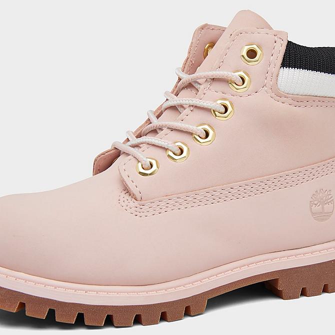 Front view of Girls' Toddler Timberland 6 Inch Premium Waterproof Boots in Light Pink Click to zoom