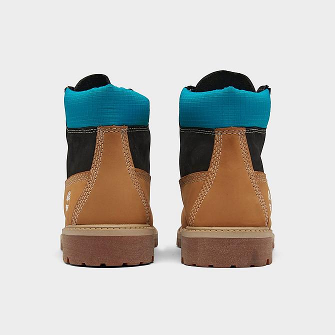 Left view of Little Kids' Timberland 6 Inch Classic Premium Waterproof Boots in Wheat/Black/Turquoise Click to zoom