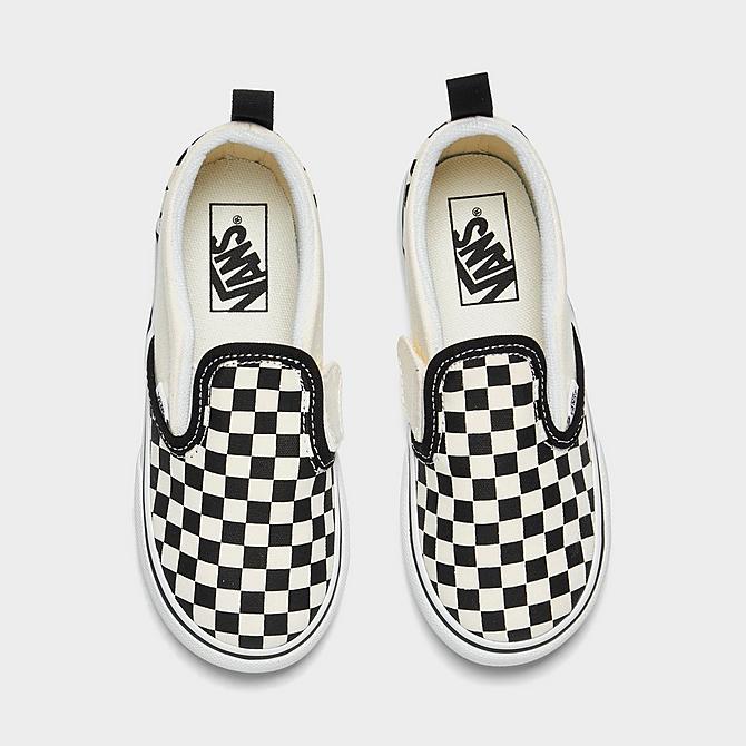 Back view of Kids' Toddler Vans Classic Slip-On Casual Shoes in Checkerboard Click to zoom