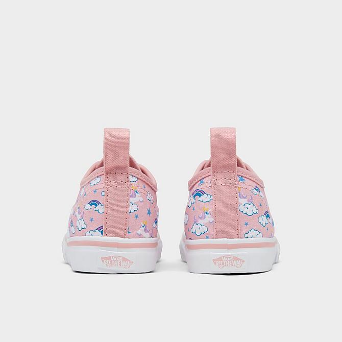 Left view of Girls' Toddler Vans Unicorn Sleigh Authentic Elastic Lace Casual Shoes in Powder Pink/True White Click to zoom