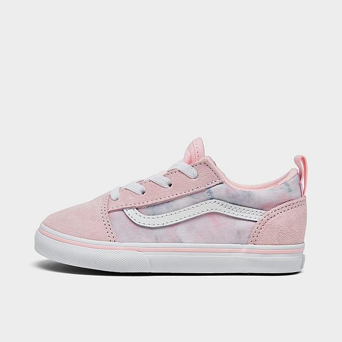 Right view of Girls' Toddler Vans Old Skool Casual Shoes in Baby Pink/White Click to zoom