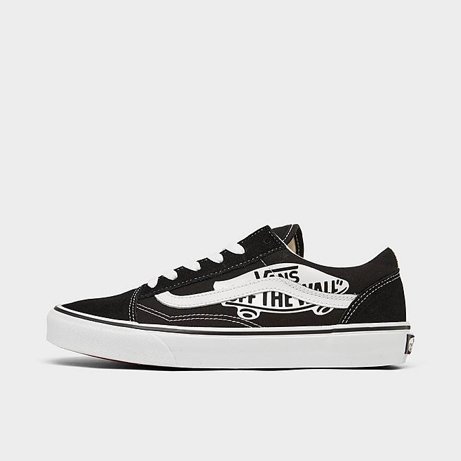 Right view of Big Kids' Vans Old Skool Casual Shoes in Off The Wall Black Click to zoom
