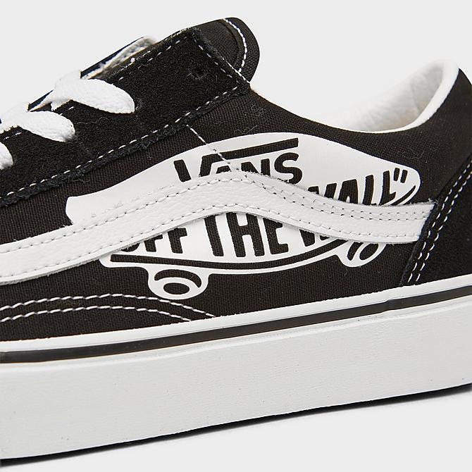 Front view of Big Kids' Vans Old Skool Casual Shoes in Off The Wall Black Click to zoom