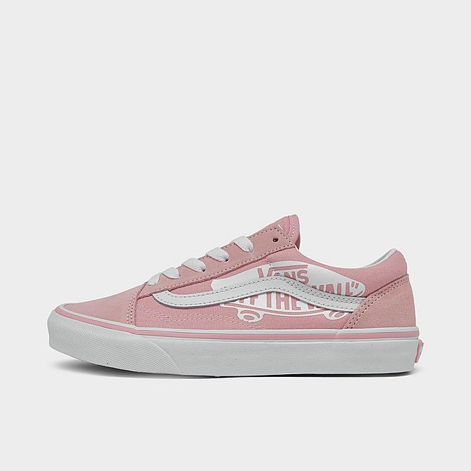 Right view of Girls' Big Kids' Vans Old Skool Casual Shoes in Off The Wall Powder Pink Click to zoom