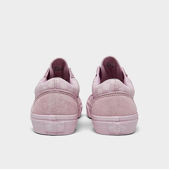 Left view of Girls' Big Kids' Vans Suede Old Skool Casual Shoes in Lilac Snow/Pink Checkerboard Click to zoom