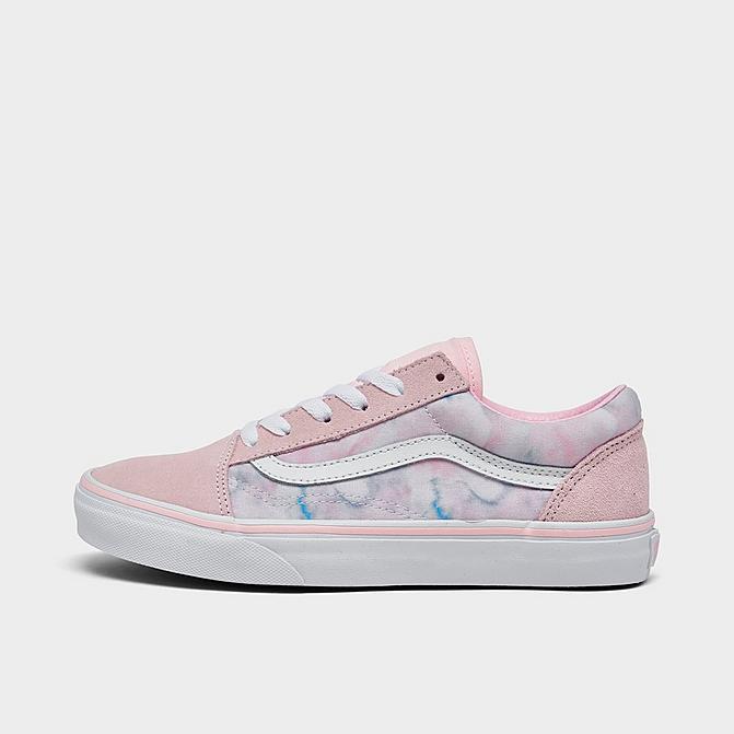 Right view of Girls' Big Kids' Vans Old Skool Casual Shoes in Baby Pink/White Click to zoom