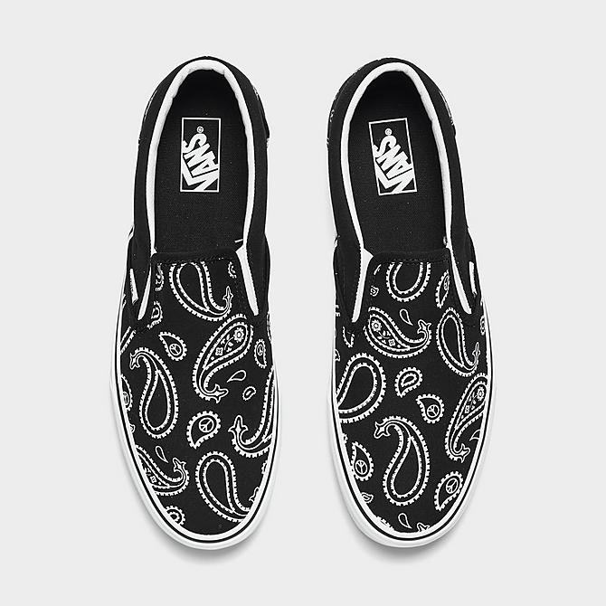 Back view of Vans Classic Slip-On Print Casual Shoes in Black/White Click to zoom