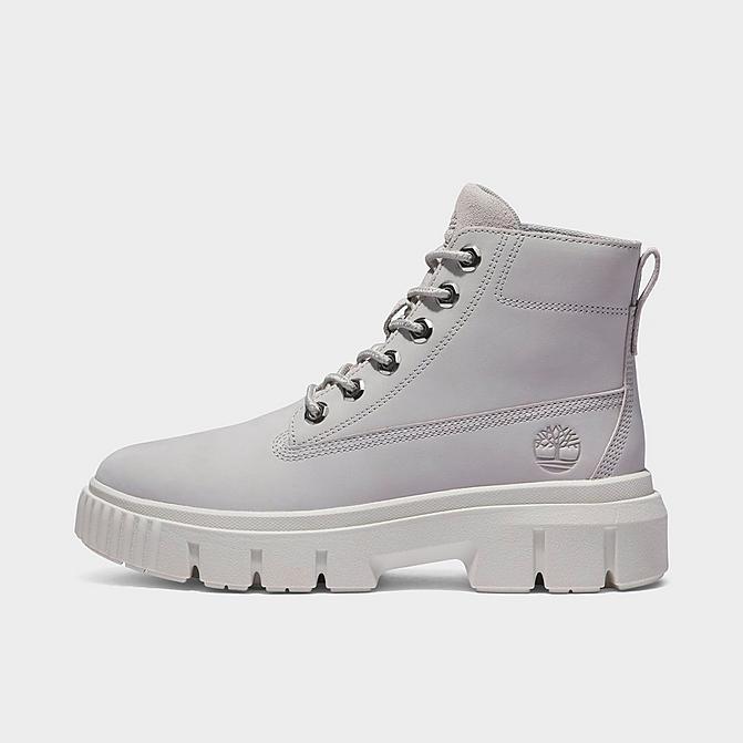 Right view of Women's Timberland Greyfield Boots in Light Grey Nubuck Click to zoom