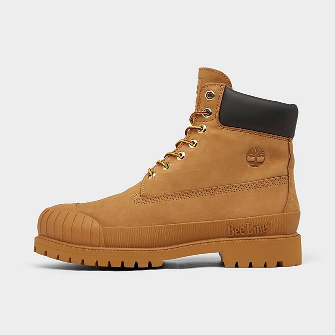 Right view of Men's Timberland x Bee Line 6 Inch Premium Rubber Toe Boots in Wheat Nubuck Click to zoom