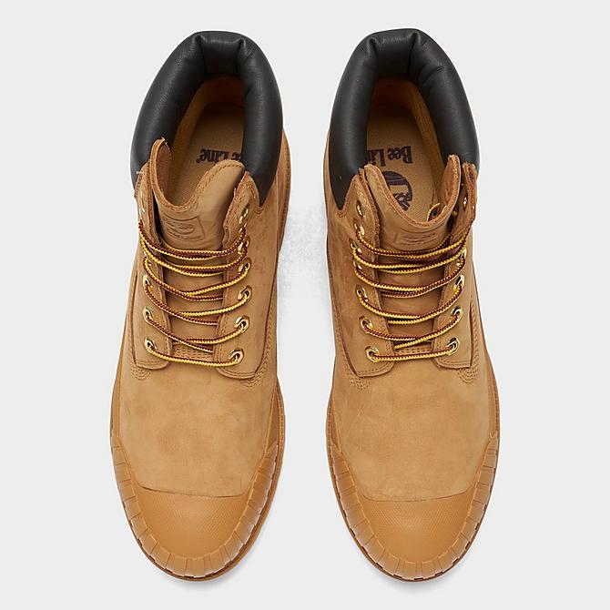 Back view of Men's Timberland x Bee Line 6 Inch Premium Rubber Toe Boots in Wheat Nubuck Click to zoom