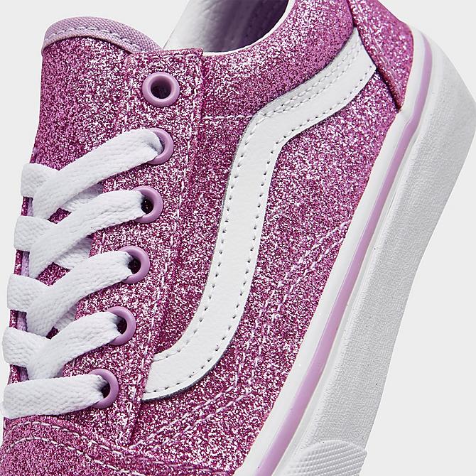 Front view of Girls' Little Kids' Vans Old Skool Casual Shoes in Lilac Click to zoom