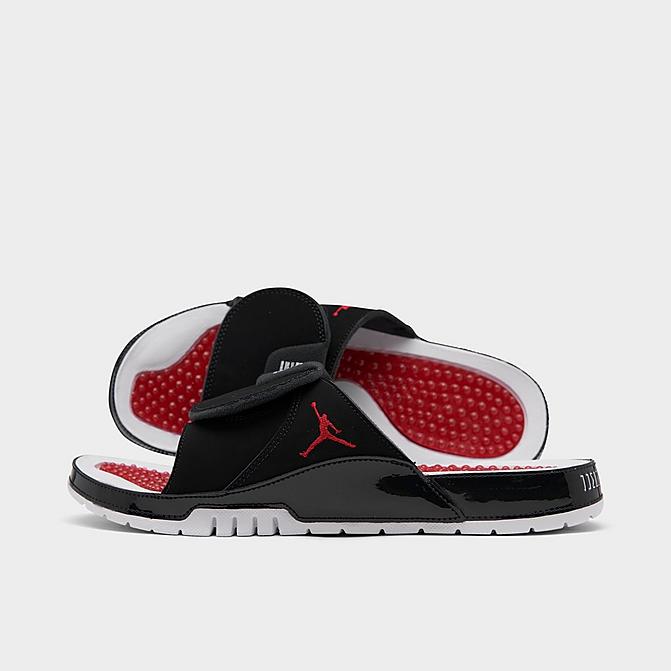 Right view of Men's Jordan Hydro XI Retro Slide Sandals in Black/Varsity Red/Varsity Red/White Click to zoom
