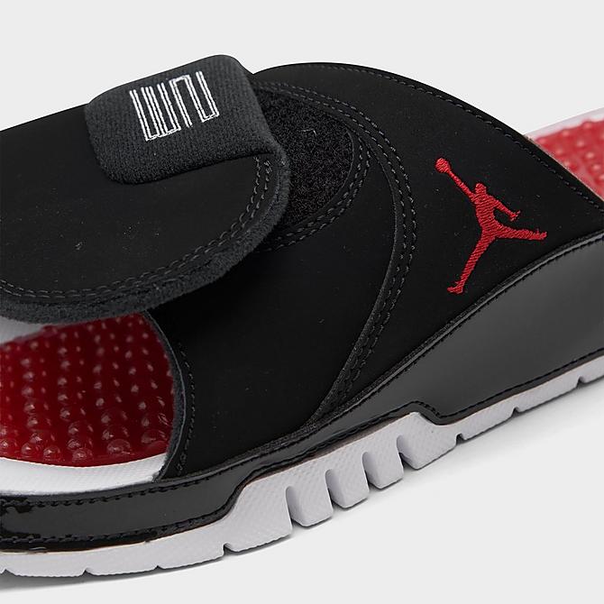 Front view of Men's Jordan Hydro XI Retro Slide Sandals in Black/Varsity Red/Varsity Red/White Click to zoom