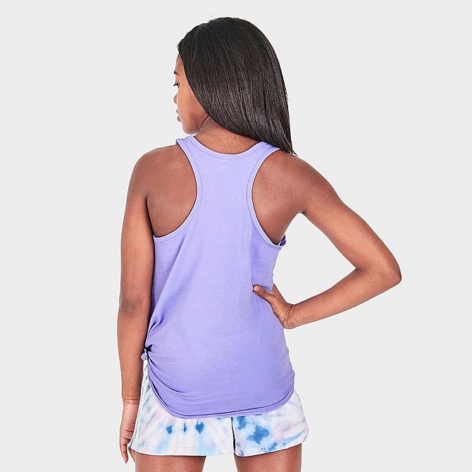 Back Right view of Girls' adidas Spring Tie-Front Tank in Purple Multi Click to zoom