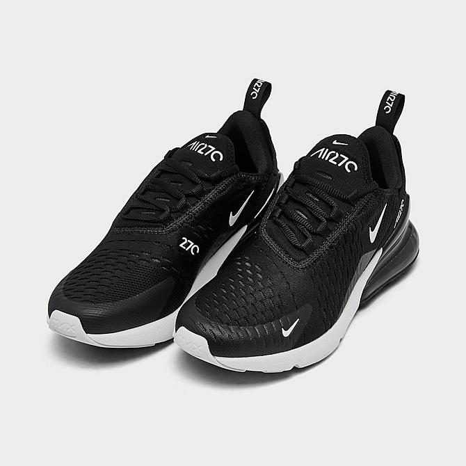Three Quarter view of Women's Nike Air Max 270 Casual Shoes in Black/Anthracite/White Click to zoom