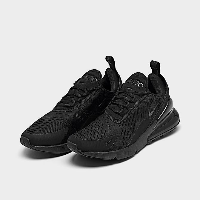 Three Quarter view of Women's Nike Air Max 270 Casual Shoes in Black/Black/Black Click to zoom